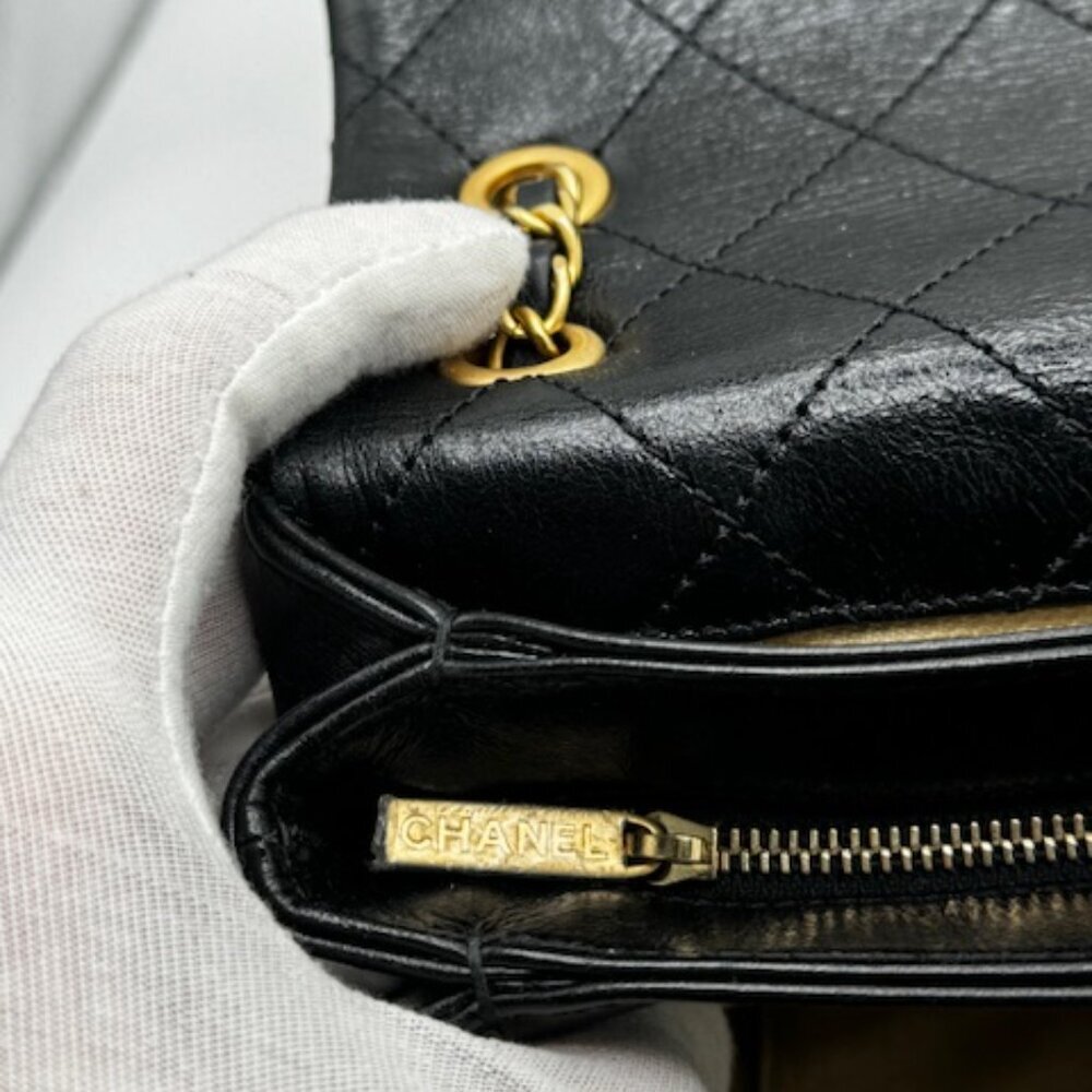 Chanel Chain Stitched Calfskin Flap Bag Medium Black Shoulder bag - Picture 15 of 17